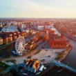 aerial view ferris wheel attraction in gdansk city 2023 11 27 05 29 34 utc